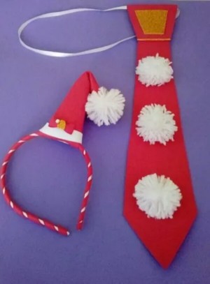 Kit balada Natal: Gravata e Tiara Pompom