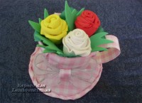 Vaso de Tecido com Flores em Eva - Chá de Cozinha - 30 unidades