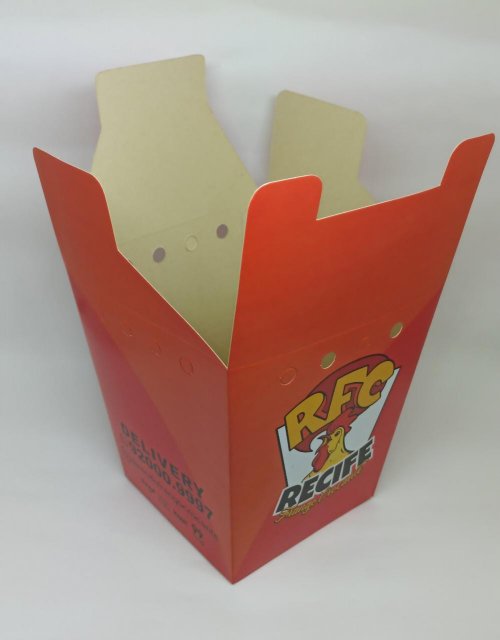 Caixa com tampa para frango frito em duplex 300g