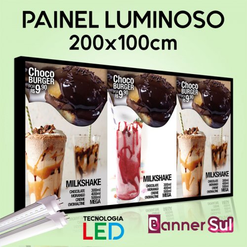 Painel Luminoso Tecnologia LED - 200x100cm
