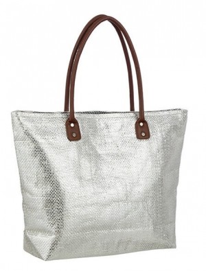 Bolsa de Palha para Praia - Prata Lunar