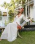 Miniatura - {Alina} Vestido Longo Rodado em Tule Fechado nas Costas Noiva Casamento (cor Branco Off)