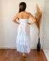 Miniatura - {Atena} Vestido Midi Alça Fina Decote V Tule Saia com Camadas Casamento Civil (cor Branco Off)