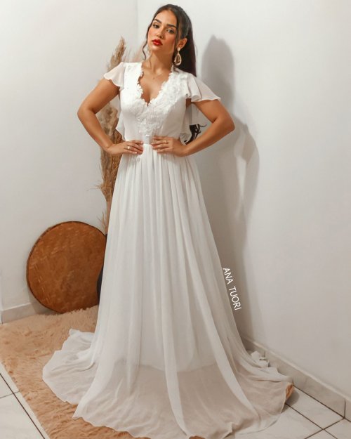 vestidos de noiva simples com manga