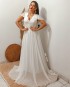 Miniatura - {Flora} Vestido Longo Evasé Manga Soltinha Decote nas Costas Noiva Casamento (cor Branco Off)