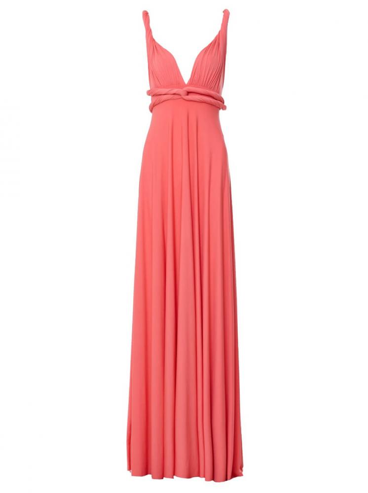 vestido longo cor coral