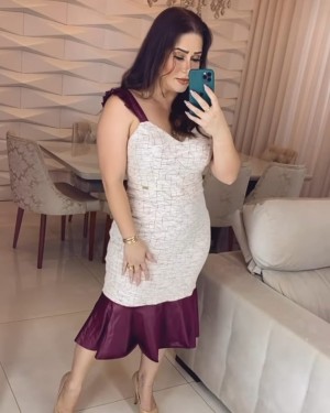 {Meire} Vestido Midi Babados na Barra Aniversário Formatura (cor Estampa e Marsala)