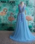 Miniatura - {Raven} Vestido Festa Longo Princesa Tule Bordado e Pedrarias Madrinha Formatura (cor Azul Serenity)