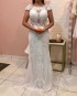 Miniatura - {Serena} Vestido Noiva Longo Semi Sereia Manga Copinho Tule Bordado e Pedrarias Casamento (Cor Branco)