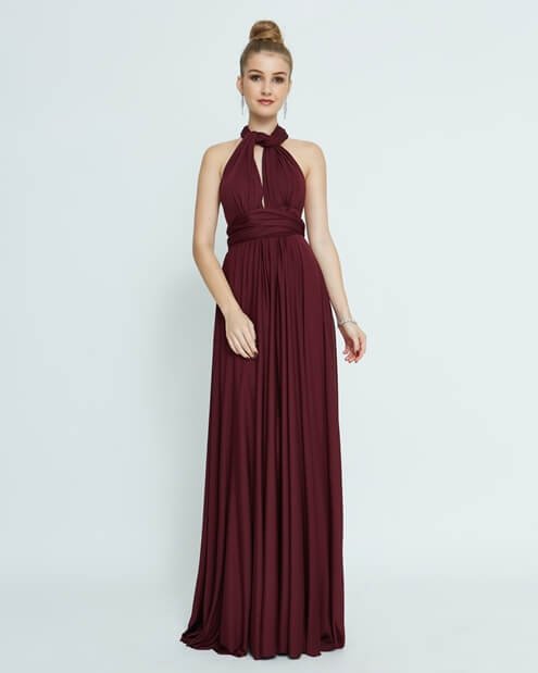 vestido versatil marsala