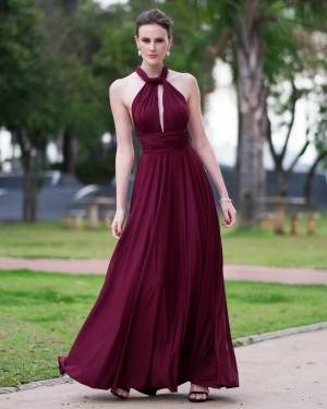 Vestido Festa Longo Rodado Várias Formas de Amarrar Madrinha Formatura - Infinity Dress (cor Marsala)