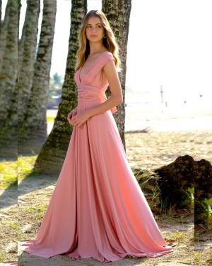 Vestido Festa Longo Rodado Várias Formas de Amarrar Madrinha Formatura - Infinity Dress (cor Rosé)