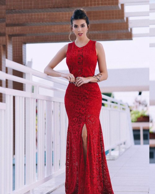 vestido formatura longo vermelho