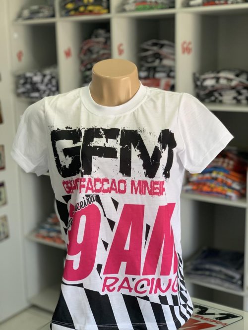 Camiseta GFM tipo bandeira feminino (baby look)