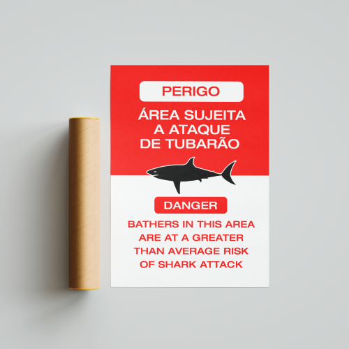 Pôster Placa de alerta ataque de tubarão