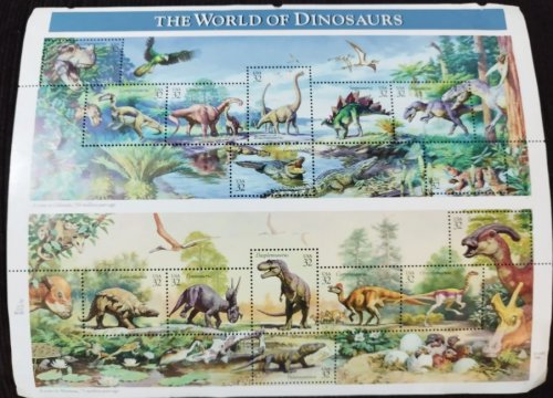 EUA #3136 O Mundo dos Dinossauros Folha Completa de 15