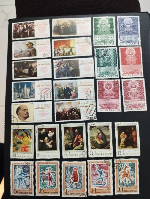 Lote com 105 selos da Rússia do ano 1970