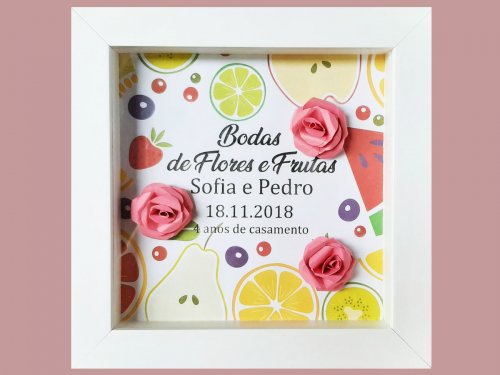 Quadro - Bodas de Flores e Frutas - 4 anos de casados