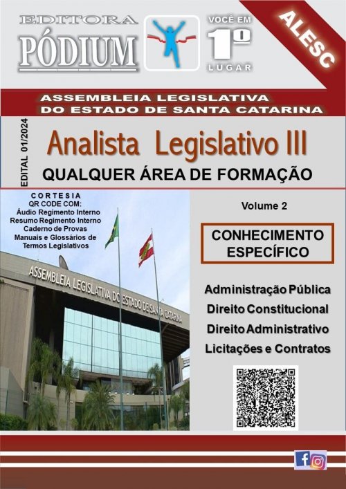 Apostila Alesc Analista Legislativo III 2024 VOL 2 Editora Podium