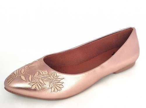 Sapatilha Bico Fino Metalizada Rose CDS012