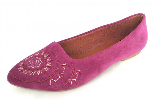 Sapatilha Bico Fino Nubuck Uva Bordada CDS003