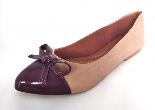 Sapatilha Bico Fino Nude com Roxo VDT009