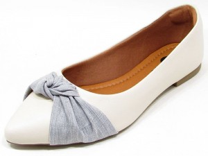 Sapatilha Bico Fino OffWhite Laço Cinza - 5563 Cass Sapatilha Bico Fino OffWhite Laço Cinza - 5563 Cass