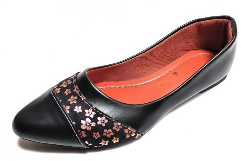 Sapatilha Bico Fino Preto Florzinha - C013