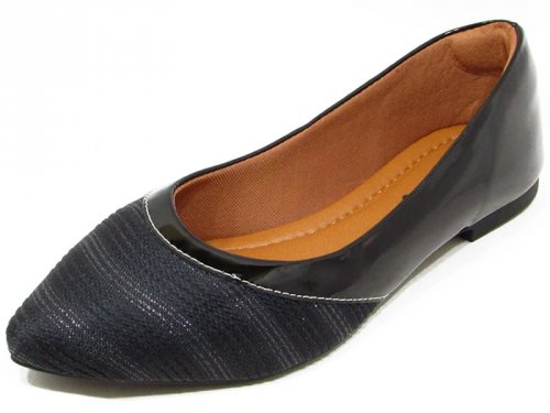 Sapatilha Bico Fino Tecido Preto - 5435 Cass