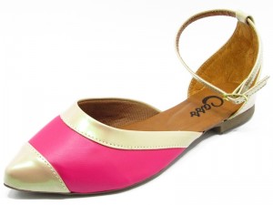 Sapatilha Salomé Bico Fino Rosa com Nude - 4748SLM Cass Sapatilha Salomé Bico Fino Rosa com Nude - 4748SLM Cass