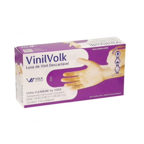 LUVA VINIL COM AMIDO C/ 100 UNID. G - VOLK