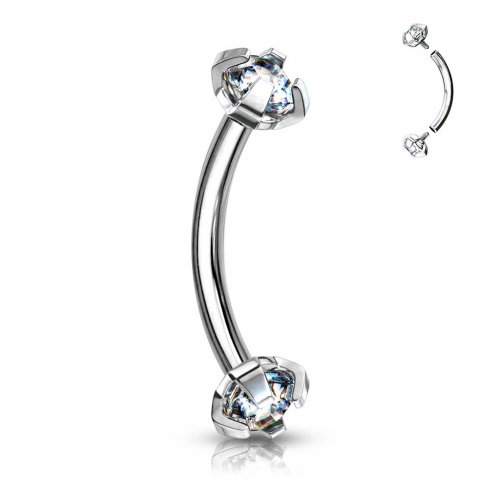 Barbell Curvo Zirconias Prata