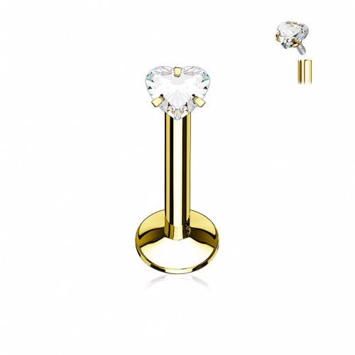 Labret Zircônia Coração Titânio