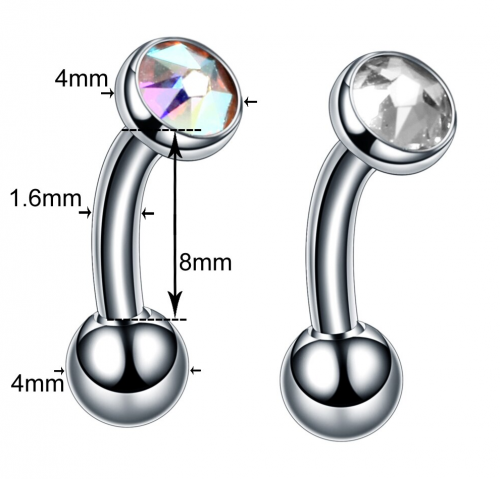 Piercing Micro Umbigo Titânio Zirconia