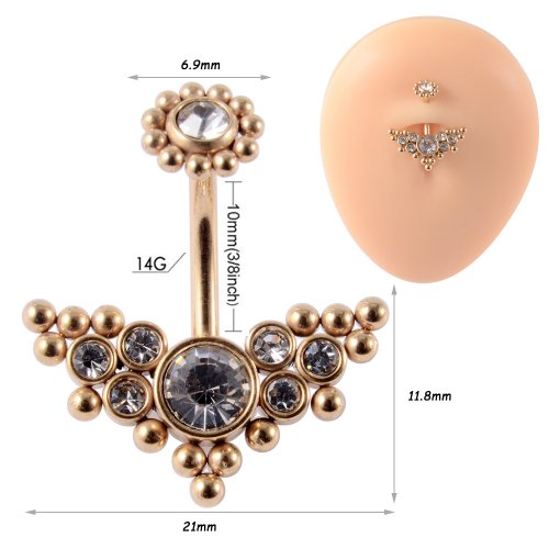 Piercing Umbigo Zirconia Cluster Rosca Interna