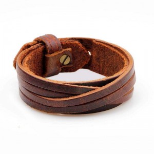 Bracelete de Couro Marrom com Detalhe Transpassado - BC03-M Bracelete de Couro Marrom com Detalhe Transpassado - BC03-M