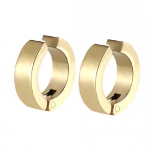 Brinco Masculino Argola Dourado Falso Alargador 1 Par - BR40 Brinco Masculino Argola Dourado Falso Alargador 1 Par - BR40