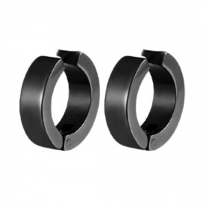 Brinco Masculino Argola Preto Falso Alargador 1 Par Brinco Masculino Argola Preto Falso Alargador 1 Par