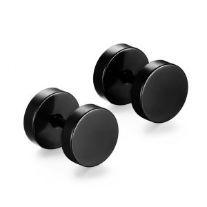 Brinco Masculino Falso Alargador de Aço Inox Preto Redondo Brinco Masculino Falso Alargador de Aço Inox Preto Redondo