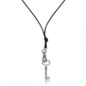 Colar de Corda Encerado Chave em Aço Inoxidável - CC68 Colar de Corda Encerado Chave em Aço Inoxidável - CC68