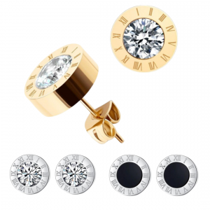 Combo 3 Par de Brinco Masculino Dourado Cravejado em Zircônia Combo 3 Par de Brinco Masculino Dourado Cravejado em Zircônia