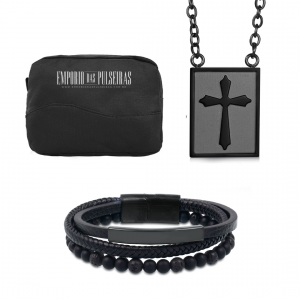 Combo de Presente Masculino Colar + Pulseira + Nécessaire Black Combo de Presente Masculino Colar + Pulseira + Nécessaire Black