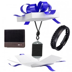 Combo Presente Para Homem Criativo Black Carteira + Colar + Pulseira Combo Presente Para Homem Criativo Black Carteira + Colar + Pulseira