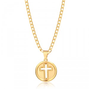Corrente Grumet Banhada Ouro 18k Com Pingente Cruz Corrente Grumet Banhada Ouro 18k Com Pingente Cruz