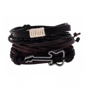 Kit Pulseira de Couro Masculina Rock And Roll - KP18 Kit Pulseira de Couro Masculina Rock And Roll - KP18