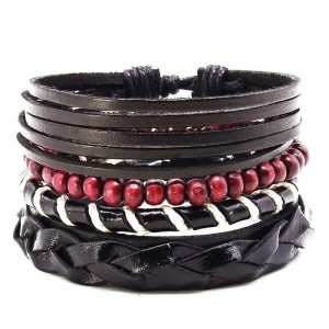 Kit Pulseira Masculina de Couro Ilhéus - KP02 Kit Pulseira Masculina de Couro Ilhéus - KP02