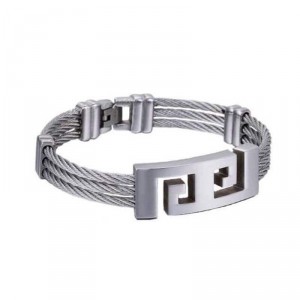 Pulseira de Aço Cabos de Aço Na Cor Prata - PCA08 Pulseira de Aço Cabos de Aço Na Cor Prata - PCA08