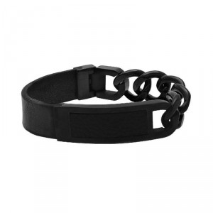 Pulseira de Aço e Couro Masculina Dallas - PA35 Pulseira de Aço e Couro Masculina Dallas - PA35