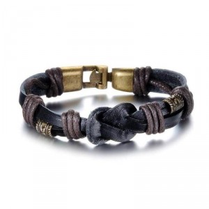 Pulseira de Couro Preto e Detalhes em Metal Bronze - PC63 Pulseira de Couro Preto e Detalhes em Metal Bronze - PC63