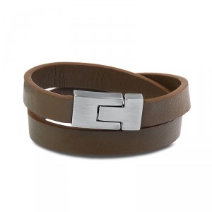 Pulseira Masculina de Couro Legítimo Marrom - PC105 Pulseira Masculina de Couro Legítimo Marrom - PC105